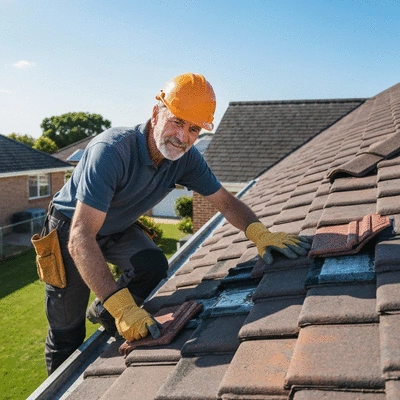 Un couvreur professionnel inspectant un toit