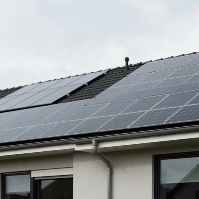Clean roof with solar panels on a modern house