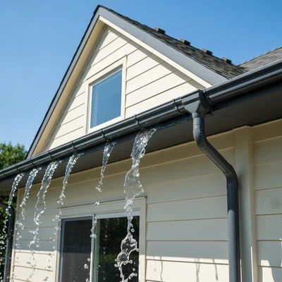 Gouttières propres avec de l'eau s'écoulant correctement