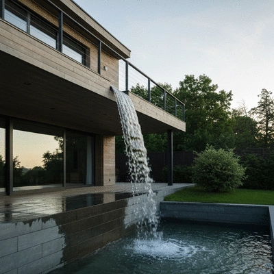 Gouttière propre et fonctionnelle avec de l'eau s'écoulant correctement