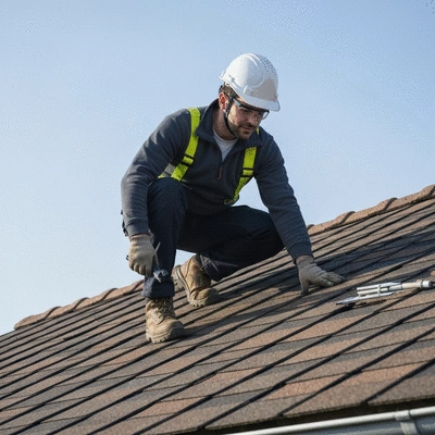 Professional inspecting roof for winter cleaning in Angoulême