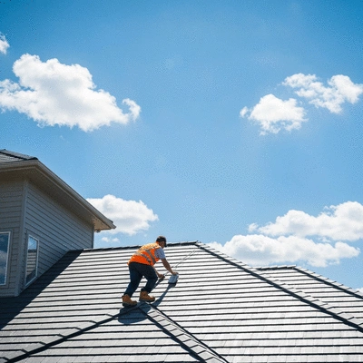 Professional inspecting a clean roof on a house